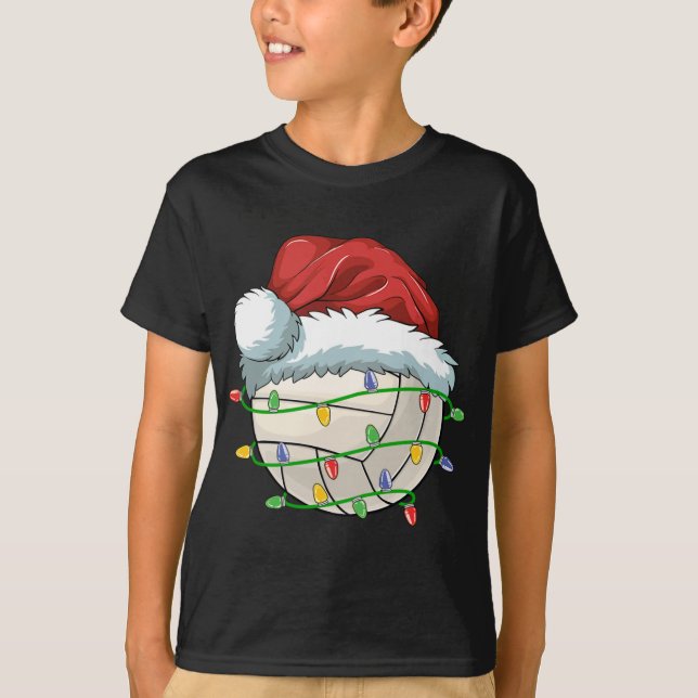 Camiseta Navidades Voleibol Ball Santa Hat Light Funny Sp (Anverso)