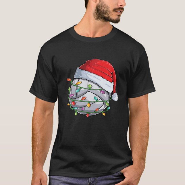 Camiseta Navidades Voleibol Santa Hat Graciosos Xmas Pajama (Anverso)