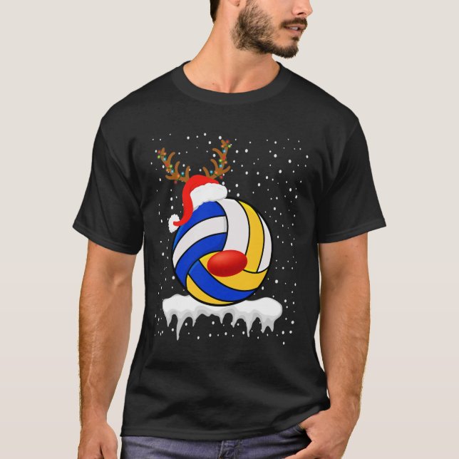 Camiseta Navidades Voleibol Santa Hat Reindeer Navidad Luz (Anverso)