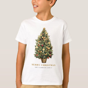 Camiseta Navidades Watercolor Vintage Christmas Tree Gold