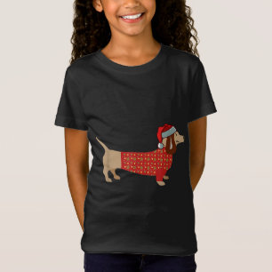 Camiseta Navidades Weiner Daschund Doxie con traje de perro