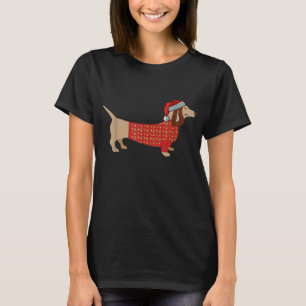 Camiseta Navidades Weiner Daschund Doxie con traje de perro