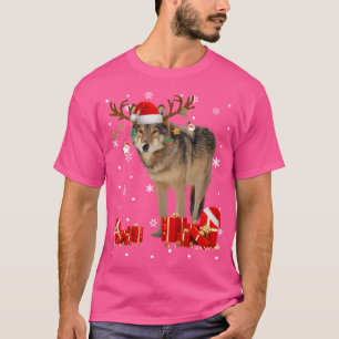 Camiseta Navidades Wolf Funny Santa Reindeer Wolf Lover