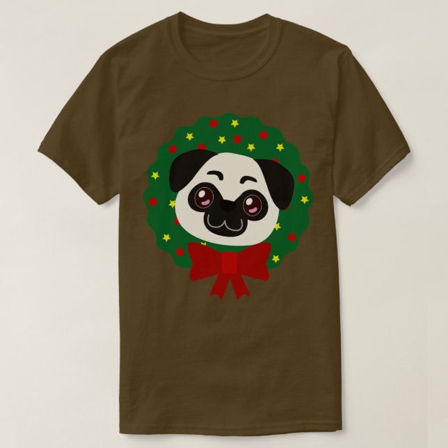 Camiseta Navidades Wreath Pug I (Diseño del anverso)