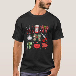 Camiseta Navidades Xmas Coquette Bow RN CNA Enfermera de la