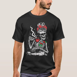 Camiseta Navidades Xmas Skeleton Sonriente Skull Bebiendo C