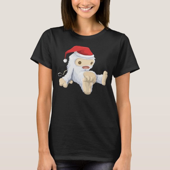 Camiseta Navidades Yeti Doll usando un Sombrero Santa (Anverso)