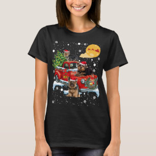 Camiseta Navidades Yorkie Dog Con Camión Rojo Vintage Diver