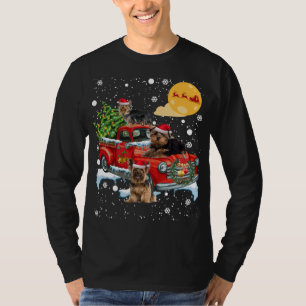 Camiseta Navidades Yorkie Dog Con Camión Rojo Vintage Diver