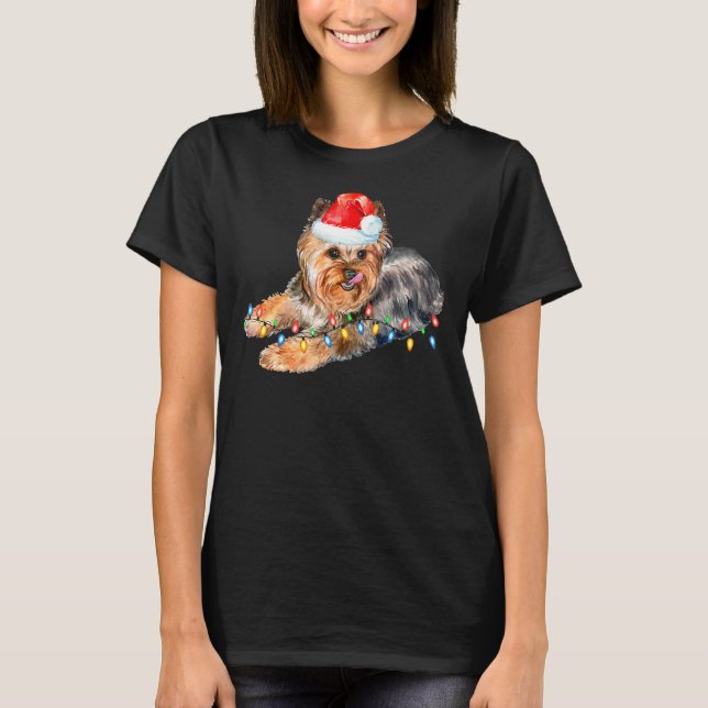 Camiseta Navidades Yorkie Lip Puppy Perro Xmas Gracioso (Anverso)