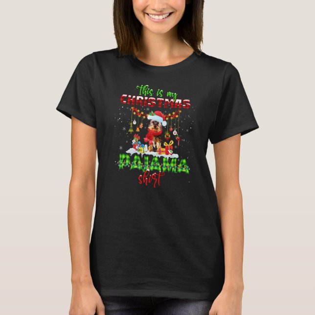Camiseta Navidades Yorkie Santa Hat Dog Navidad Hombres Muj (Anverso)