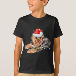 Camiseta Navidades yorkos alumbran a perro con pipa y navid