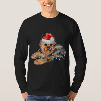 Camiseta Navidades yorkos alumbran a perro con pipa y navid