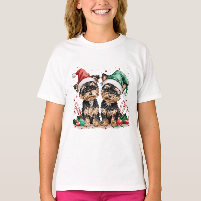 Camiseta Navidades Yorkshire Terrier Dogs (Anverso)