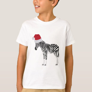 Camiseta Navidades Zebra graciosa animal con Santa Hat