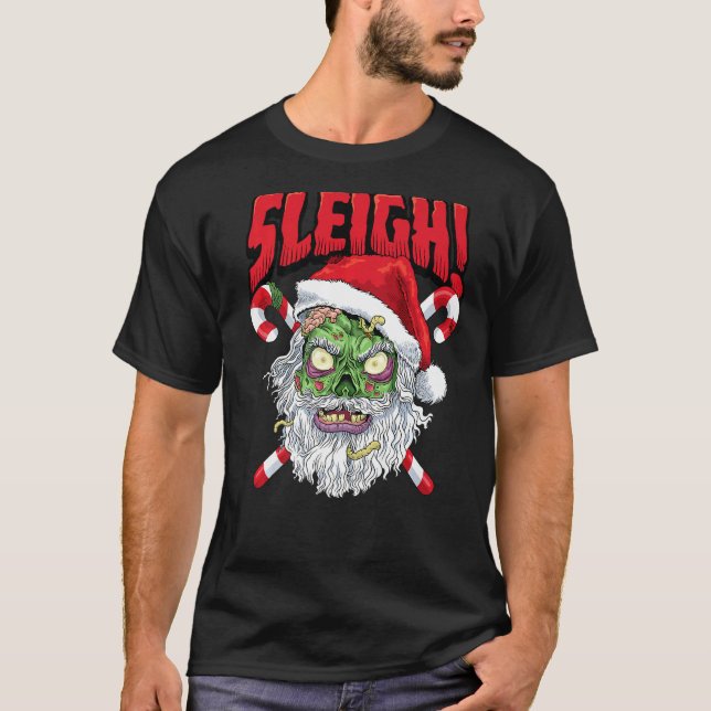 Camiseta Navidades zombie de Santa Sleigh Hail Santa Claus  (Anverso)
