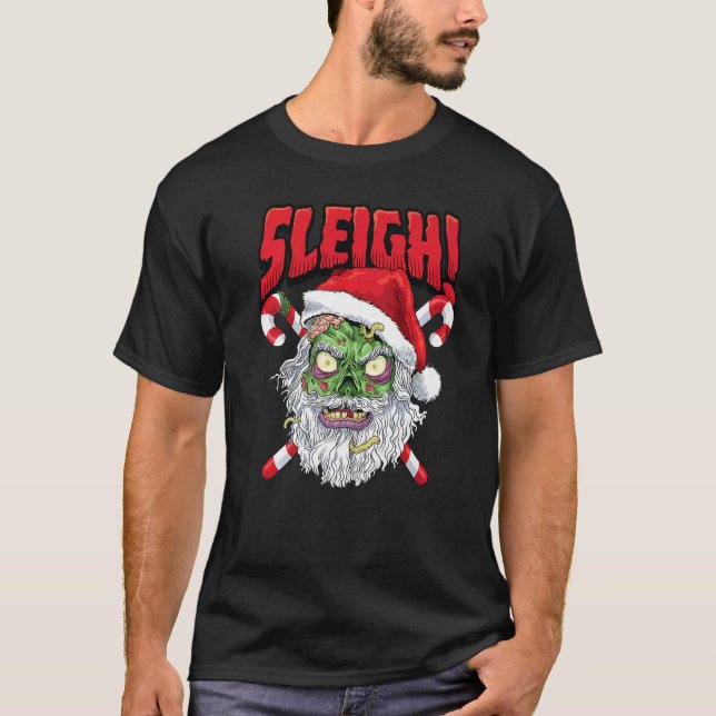 Camiseta Navidades zombie de Santa Sleigh Hail Santa Claus  (Anverso)