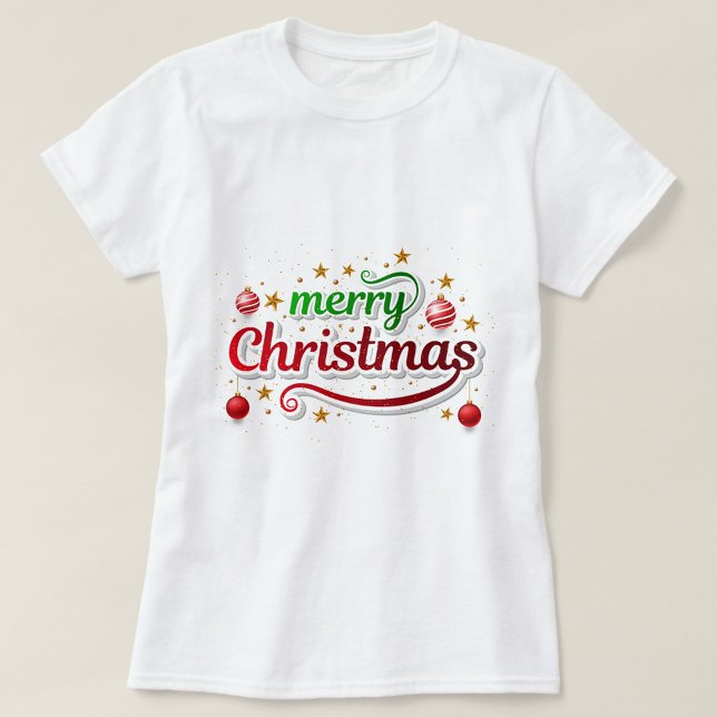 Camiseta navideña (Merry Christmas Lettering on T-Shirt!)