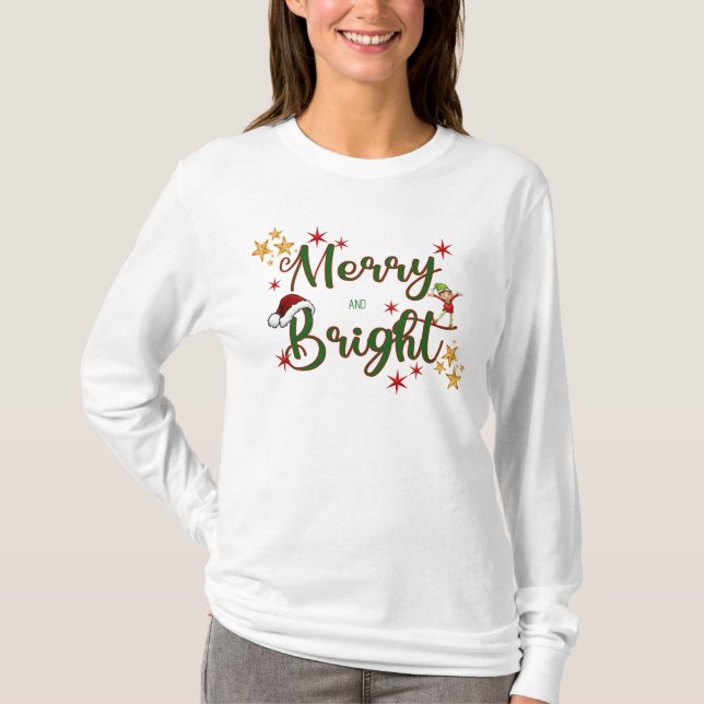 Camiseta Navideña Alegre y Brillante (Anverso)