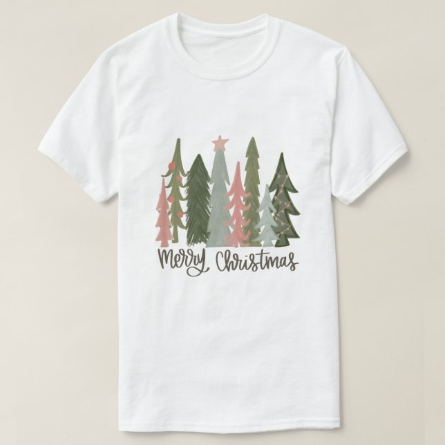 Camiseta navideña con diseño de árbol festivo (Diseño del anverso)