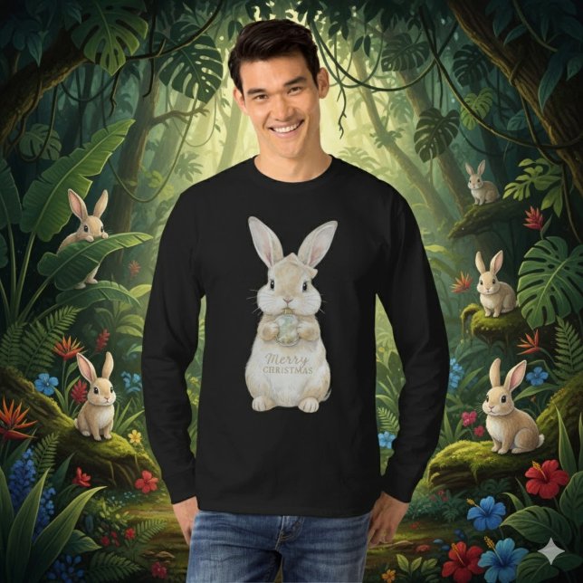 Camiseta Navideña Conejo Acuarela Adorable (Subido por el creador)