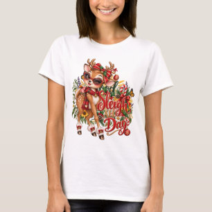 Camiseta Navideña de Ciervo Festivo