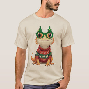 Camiseta Navideña de Dragón Barbudo Festivo - Suét