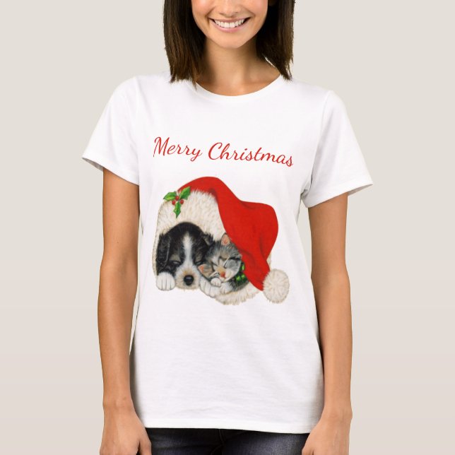 Camiseta navideña de guapos y gatitos (Anverso)