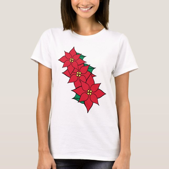 Camiseta navideña de los navidades Poinsettia (Anverso)