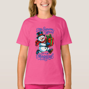 Camiseta Navideña de Muñeco de Nieve Caprichosa Fi