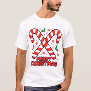 Camiseta Navideña Feliz Navidad Caña de Caramelo d