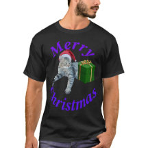 Camiseta navideña: Gato en un gorra Navidad