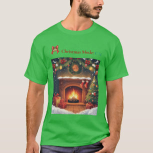 Camiseta Navideña Modo Navidad Encendido Chimenea 