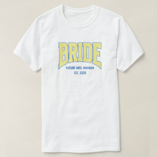 Camiseta Navy + Amarillo Brillo Falso NOVIA Compromiso Nupc