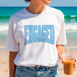 Camiseta Navy + Azul Falso Brillo Varsity Compromiso Bridal