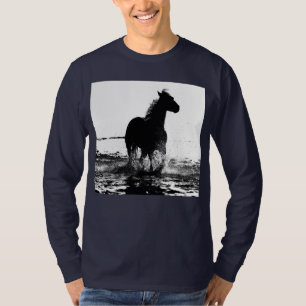 Camiseta Navy Blue Elegant Modern Running Horse Pop Art