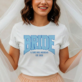 Camiseta Navy + Blue Faux Glitter BRIDE Engagement Bridal
