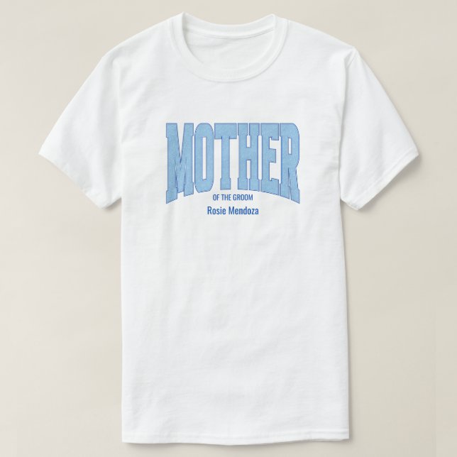 Camiseta Navy + Blue Faux Glitter MOTHER OF THE GROOM (Diseño del anverso)