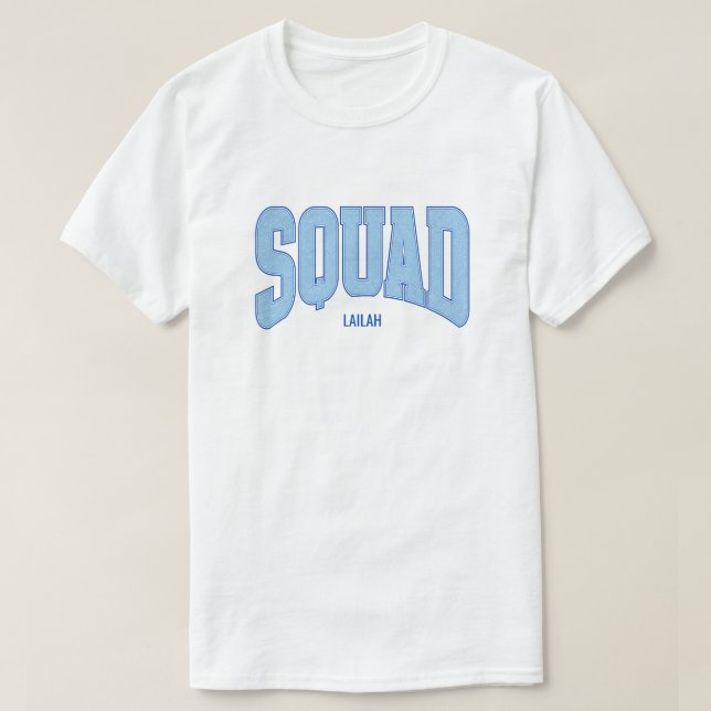 Camiseta Navy + Blue Faux Glitter SQUAD Bachelorette (Diseño del anverso)