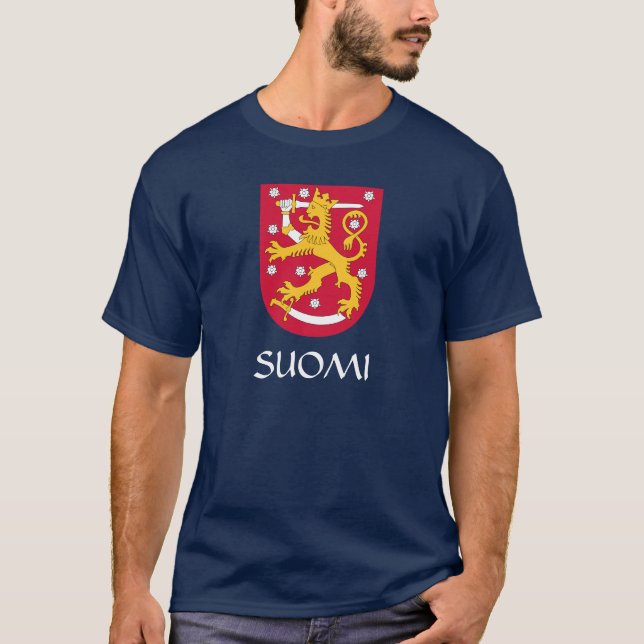 Camiseta NAVY BLUE Finlandia Escudo de armas Suomi T-Shirt (Anverso)