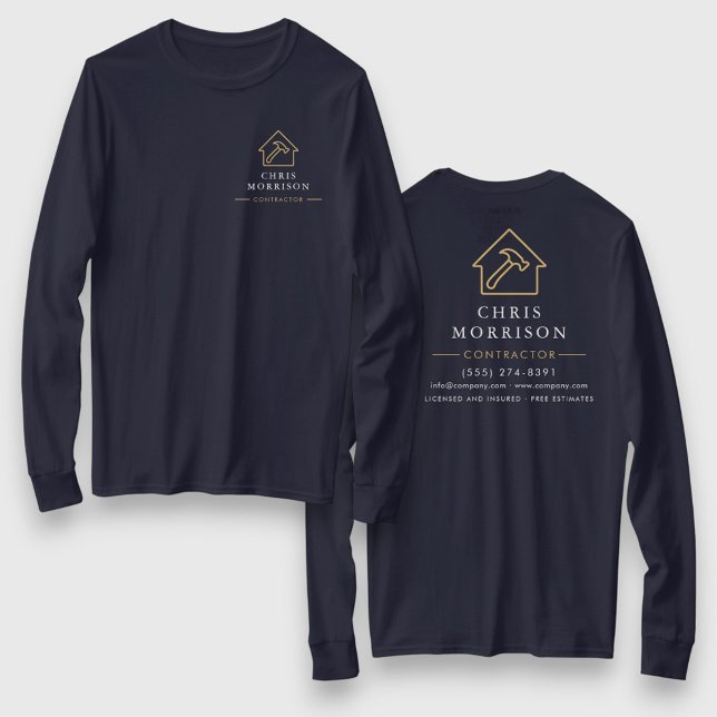 Camiseta Navy Blue Gold Contractor Home Repair Work (Subido por el creador)