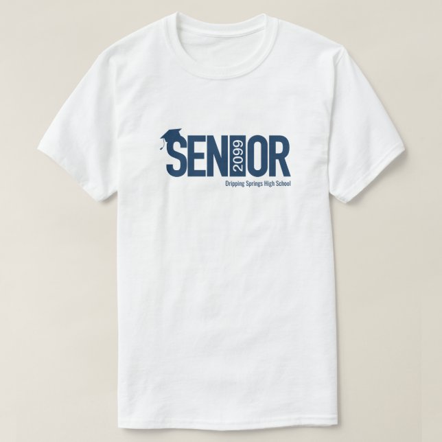 Camiseta Navy Blue SENIOR con tapa de graduación (Diseño del anverso)