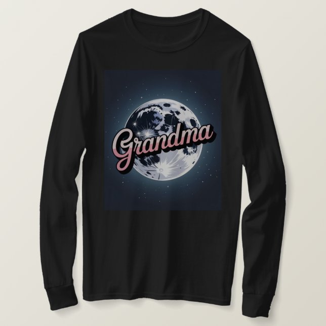 Camiseta Navy Blue Sky Moon Pink Grandma Script T-Shirt  (Anverso del diseño)