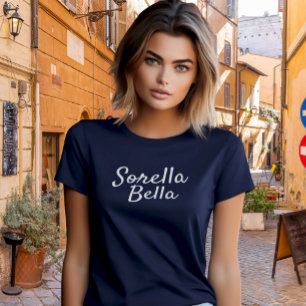 Camiseta Navy Sorella Bella Hermana Italiana Guión Blanco