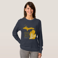 Navy y yellos manga larga puente Mackinac t-shir