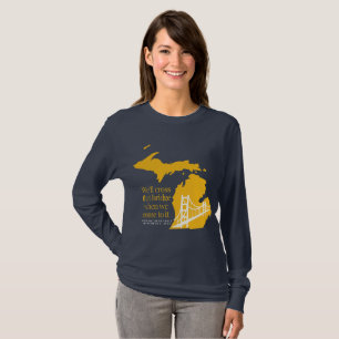 Camiseta Navy y yellos manga larga puente Mackinac t-shir