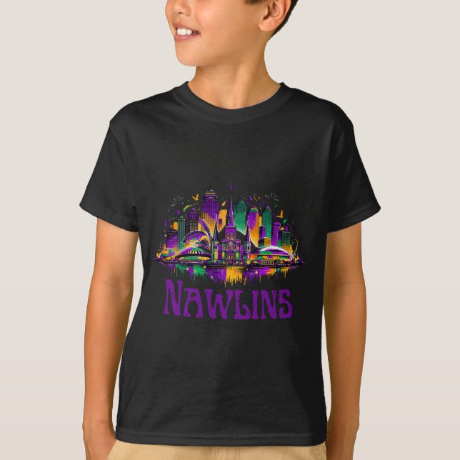 Camiseta Nawlins New Orleans Cityscape Mardi-gras Souvenir  (Anverso)