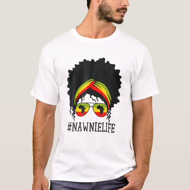 Camiseta Nawnie African Women Messy Bun Black History Mono (Anverso)