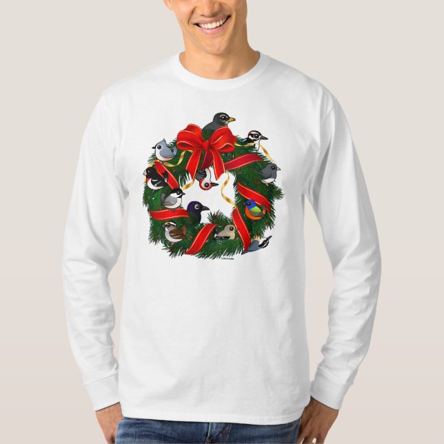 Camiseta Nd. Aves de patio trasero Birdorable Navidades Wre (Anverso)