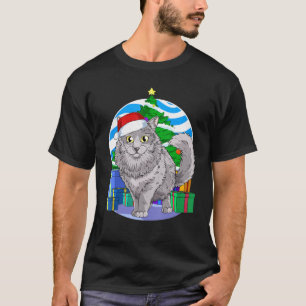 Camiseta Nebelung Cat Cute Santa Navidad Decoración de árbo